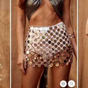 12th Tribe Best Selling Diana Silver Disco Skirt Xs/S